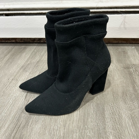 H By Halston Evelyn Sock Boot Ankle Bootie Point Toe Heel Black Women’s Size 7.5 - Picture 1 of 8